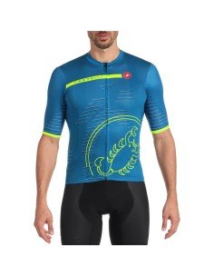 Maillot corto Scorpione azul-verde neón de CASTELLI para ciclistas que buscan estilo y confort 2
