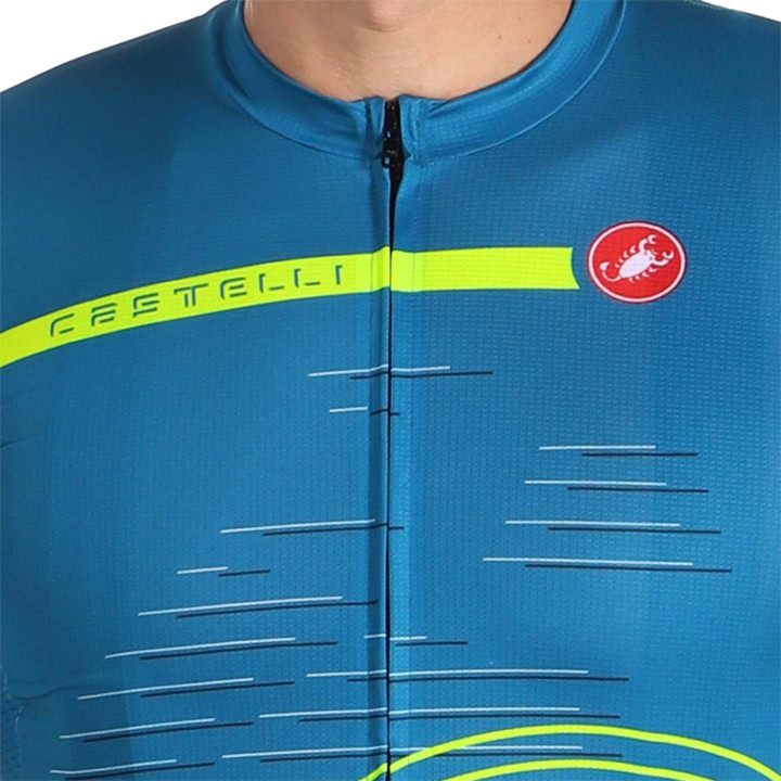 Maillot corto Scorpione azul-verde neón de CASTELLI para ciclistas que buscan estilo y confort