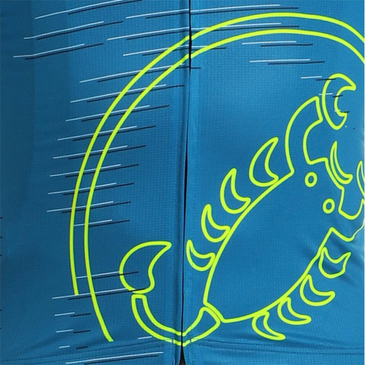 Maillot corto Scorpione azul-verde neón de CASTELLI para ciclistas que buscan estilo y confort