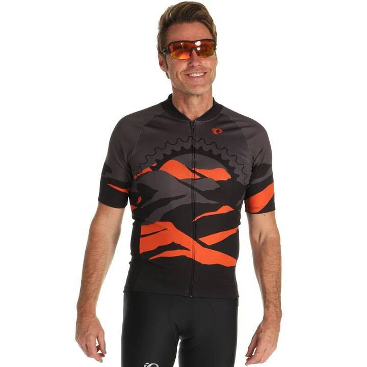 Maillot corto PEARL IZUMI en naranja y gris, ideal para ciclistas