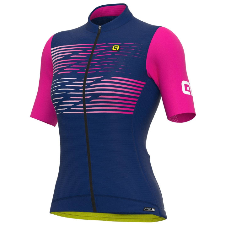 Maillot corto mujer ALÉ en fucsia y azul, ideal para ciclistas