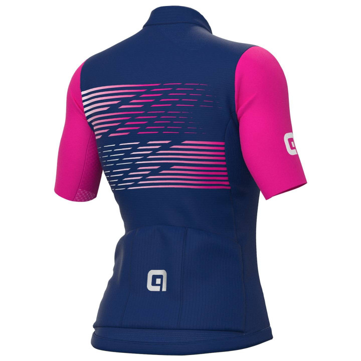 Maillot corto mujer ALÉ en fucsia y azul, ideal para ciclistas