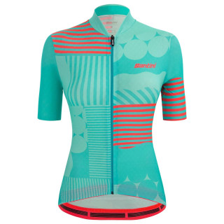 Maillot corto mujer Giada Optic verde de SANTINI, estilo y comodidad para tus rutas