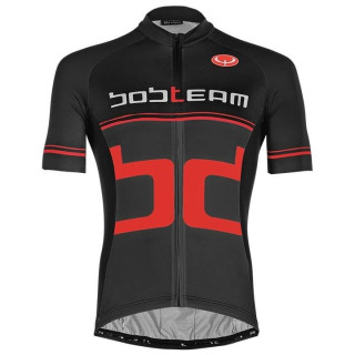Maillot corto BOBTEAM Stupendo rojo y negro para ciclistas que buscan estilo y comodidad