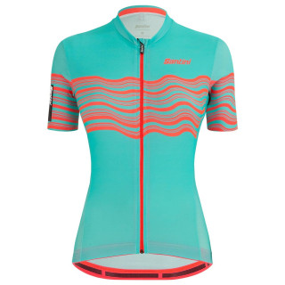 Maillot de ciclismo corto mujer SANTINI en verde, comodidad y estilo para tus rutas