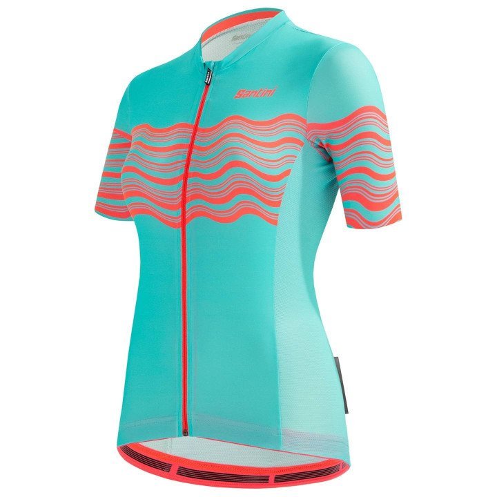 Maillot de ciclismo corto mujer SANTINI en verde, comodidad y estilo para tus rutas