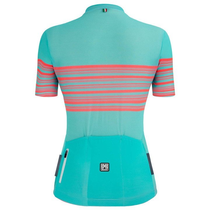Maillot de ciclismo corto mujer SANTINI en verde, comodidad y estilo para tus rutas
