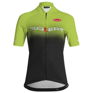Maillot corto mujer Primadonna en negro y verde neón para ciclistas cómodas y con estilo
