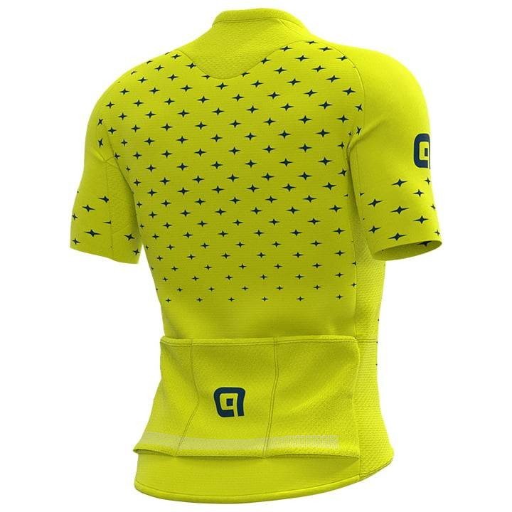 Maillot corto ALÉ Stars en verde y amarillo neón para ciclistas que quieren destacar