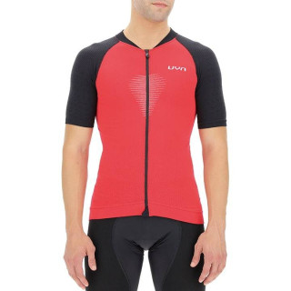 Maillot UYN Granfondo corto en rojo y negro, ideal para tus rutas en bici