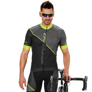 Maillot BOBTEAM tecPro50 negro y amarillo neón, ideal para ciclistas exigentes