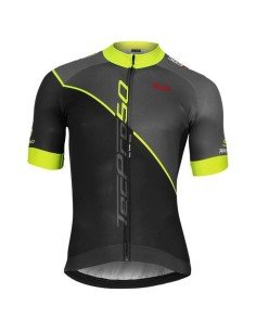Maillot BOBTEAM tecPro50 negro y amarillo neón, ideal para ciclistas exigentes 2