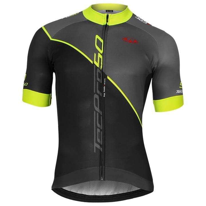 Maillot BOBTEAM tecPro50 negro y amarillo neón, ideal para ciclistas exigentes