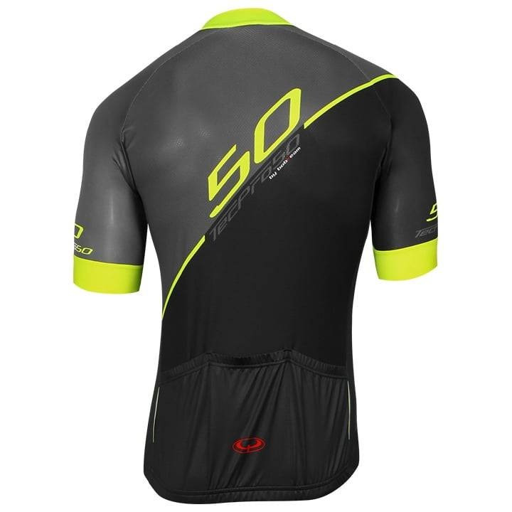 Maillot BOBTEAM tecPro50 negro y amarillo neón, ideal para ciclistas exigentes