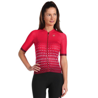 Maillot corto mujer CASTELLI Climber's 2.0 en rojo y blanco para ciclistas con estilo