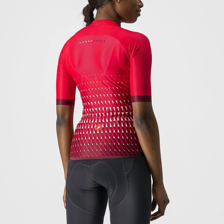 Maillot corto mujer CASTELLI Climber's 2.0 en rojo y blanco para ciclistas con estilo