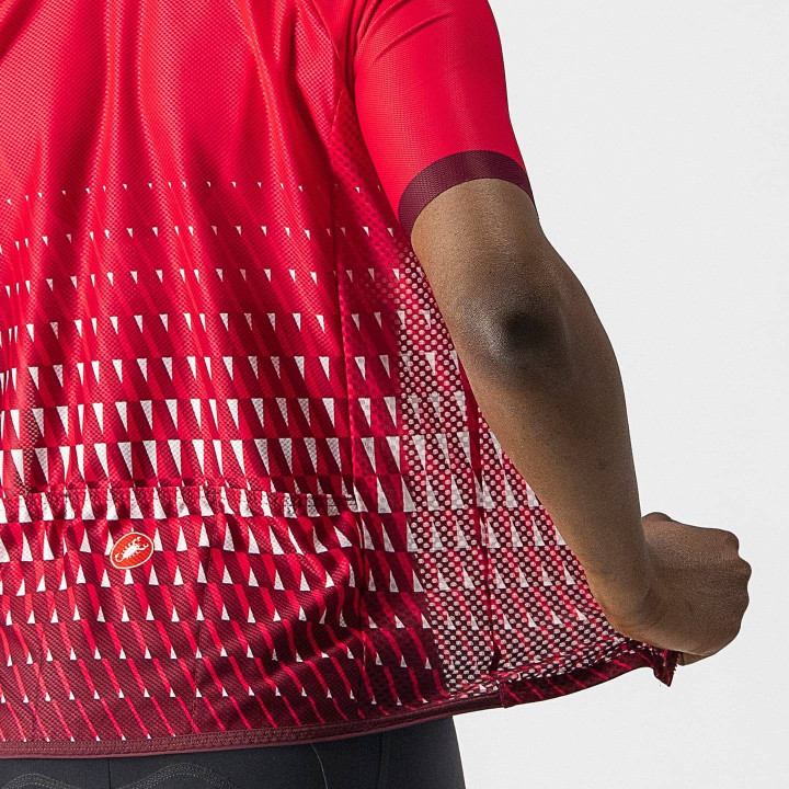 Maillot corto mujer CASTELLI Climber's 2.0 en rojo y blanco para ciclistas con estilo