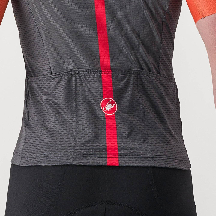 Maillot Sezione corto CASTELLI en negro y gris, ideal para tus rutas en bici