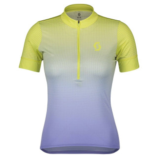 Maillot corto para mujer SCOTT Endurance 15 en amarillo y azul, ideal para tus rutas en bici