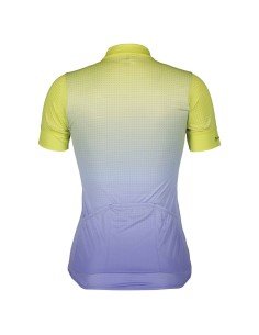 Maillot corto para mujer SCOTT Endurance 15 en amarillo y azul, ideal para tus rutas en bici 2