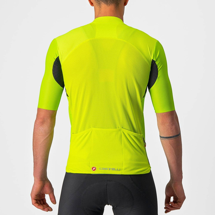Maillot corto verde neón CASTELLI para ciclistas que buscan estilo y rendimiento