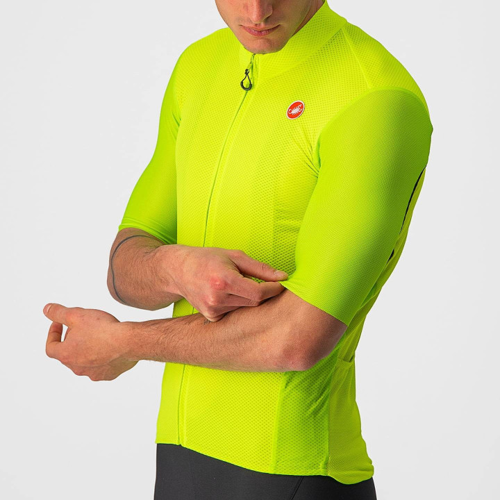 Maillot corto verde neón CASTELLI para ciclistas que buscan estilo y rendimiento