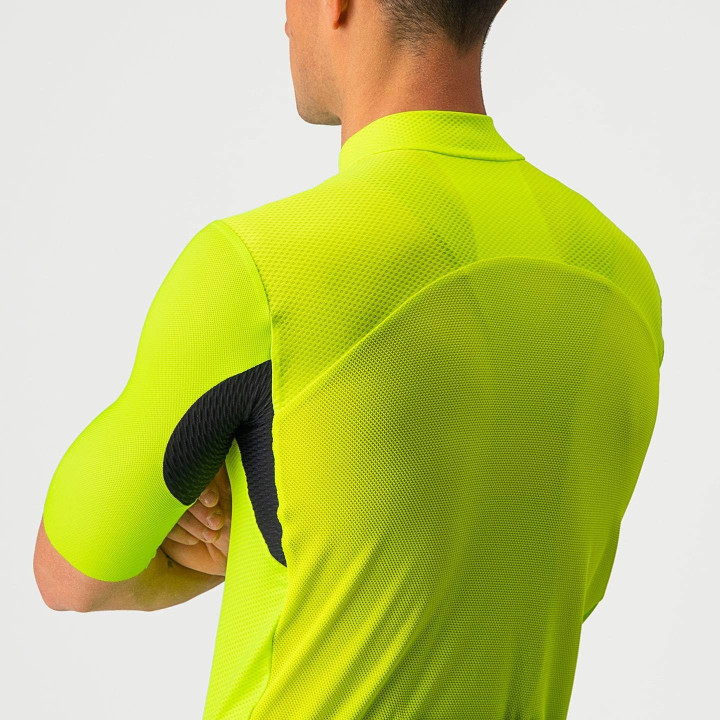 Maillot corto verde neón CASTELLI para ciclistas que buscan estilo y rendimiento