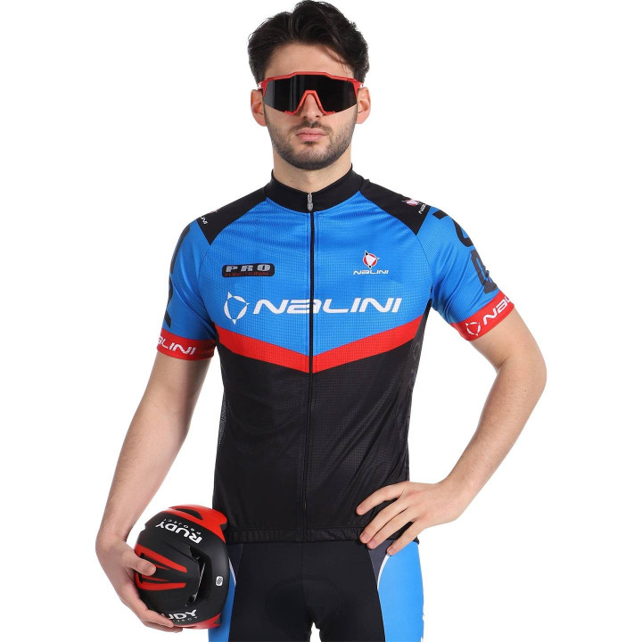 Maillot corto NALINI Rigel 2: comodidad y estilo en rojo, azul y negro