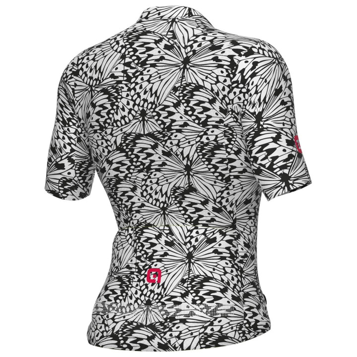 Maillot de ciclismo corto para mujer ALÉ Papillon en negro y blanco, comodidad y estilo en cada ruta