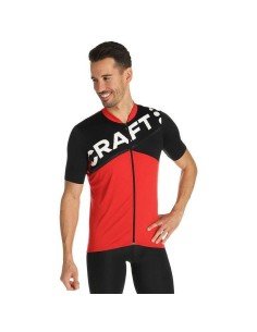Maillot corto CRAFT Endurance Logo en rojo y negro para ciclistas cómodos