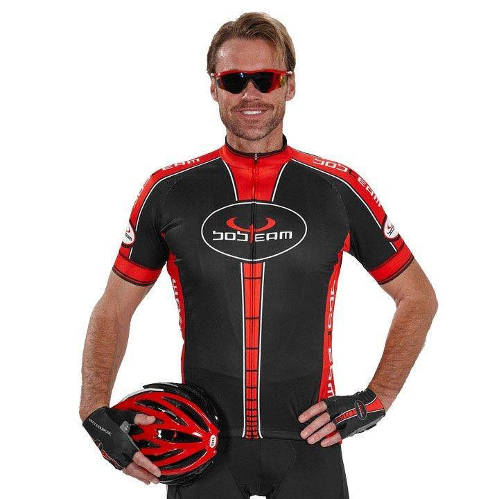Maillot corto Infinity rojo-negro de BOBTEAM: frescura y estilo en cada pedalada
