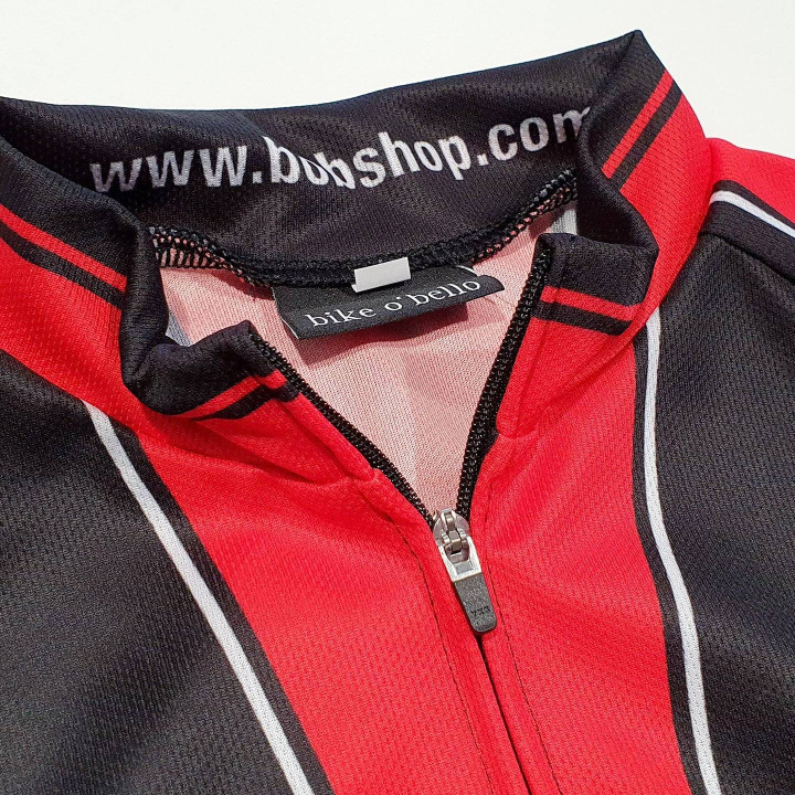 Maillot corto Infinity rojo-negro de BOBTEAM: frescura y estilo en cada pedalada