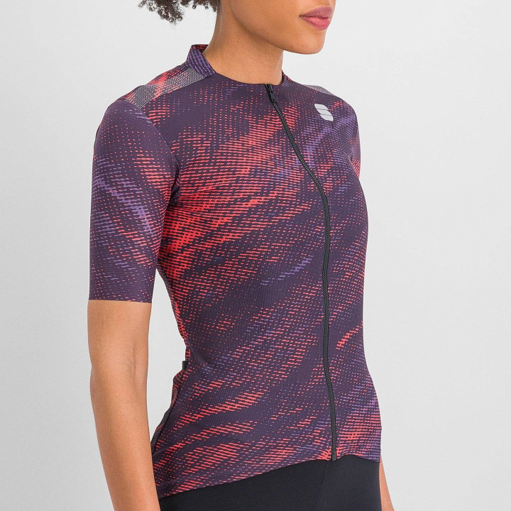 Maillot de ciclismo corto para mujer Cliff Supergiara en lila y fucsia, ideal para tus aventuras en bicicleta