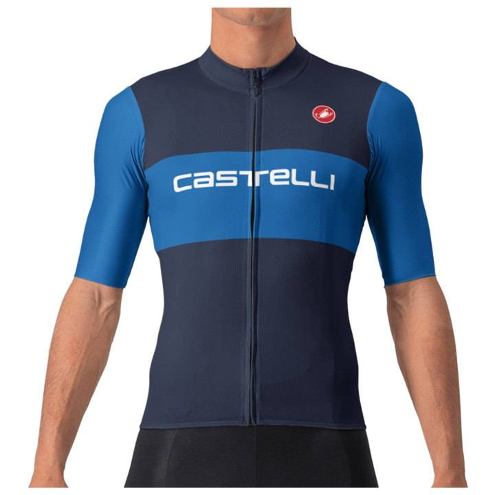 Maillot corto CASTELLI Fan Block azul: estilo y comodidad para tus rutas en bici