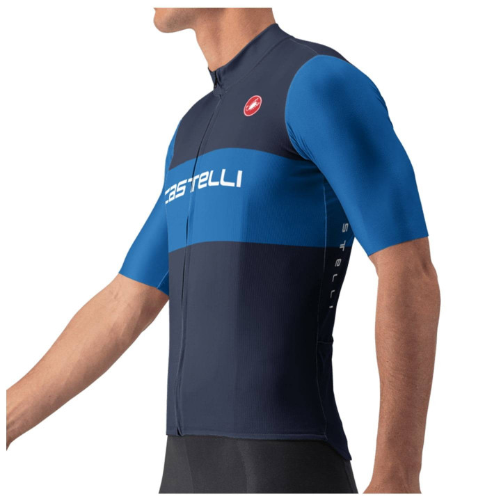 Maillot corto CASTELLI Fan Block azul: estilo y comodidad para tus rutas en bici