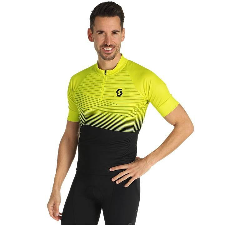 Maillot corto SCOTT Endurance 20 en amarillo y negro, comodidad y estilo para ciclistas