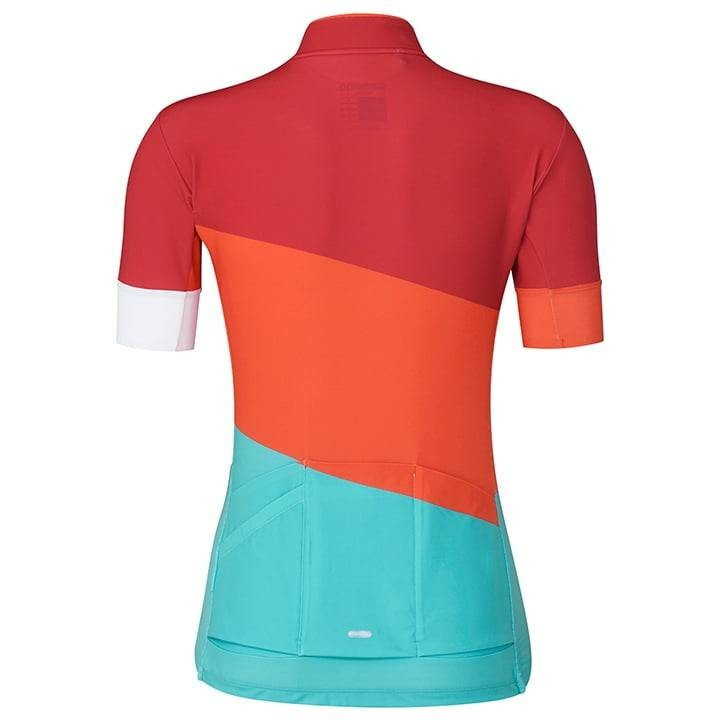 Maillot de ciclismo corto para mujer Sumire en fucsia, rojo y azul de SHIMANO