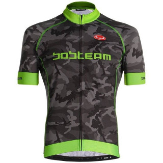 Maillot de ciclismo BOBTEAM Amo Camo en verde neón y gris, ideal para los días de ruta