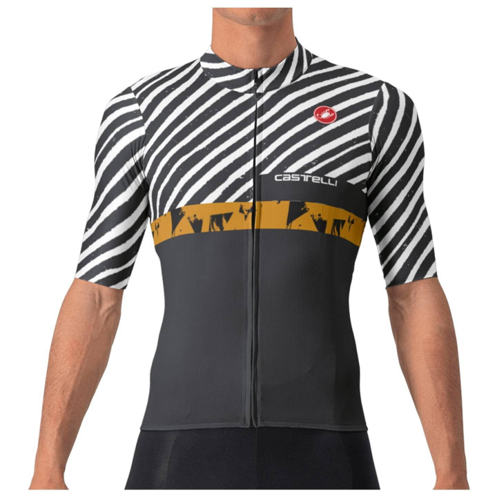 Maillot corto Castelli Diagon en marrón y gris para ciclistas cómodos y con estilo
