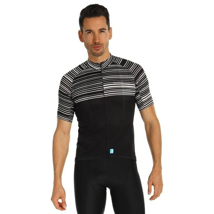 Maillot corto Shimano Climbers negro y blanco para ciclistas con estilo y confort