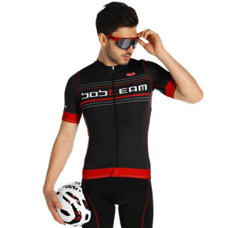Maillot corto Scatto rojo-negro de BOBTEAM: estilo y comodidad para tus rutas en bici
