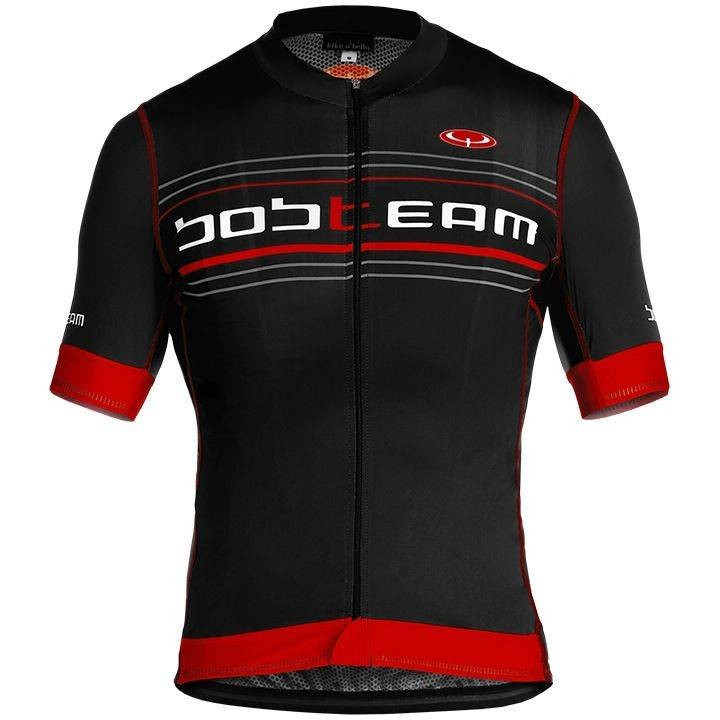 Maillot corto Scatto rojo-negro de BOBTEAM: estilo y comodidad para tus rutas en bici