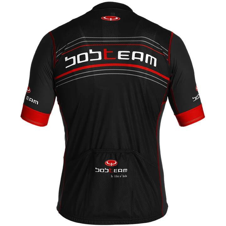Maillot corto Scatto rojo-negro de BOBTEAM: estilo y comodidad para tus rutas en bici