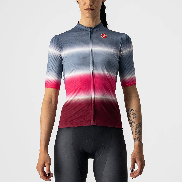 Maillot corto mujer Dolce rojo-azul de Castelli, comodidad y estilo para tus rutas en bici