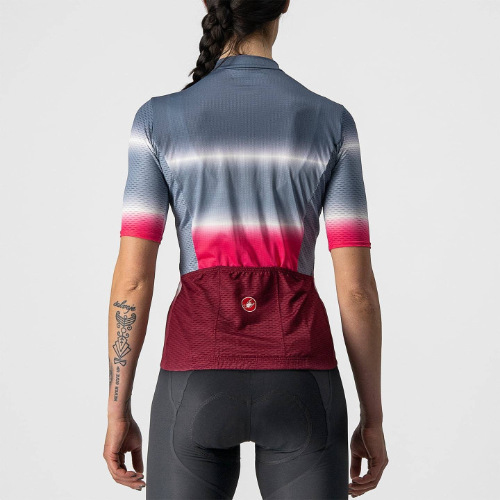 Maillot corto mujer Dolce rojo-azul de Castelli, comodidad y estilo para tus rutas en bici