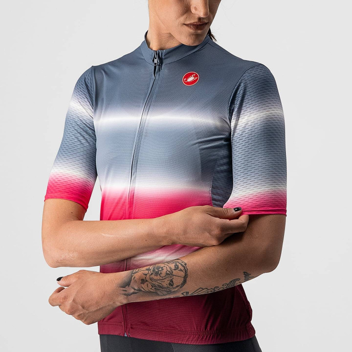 Maillot corto mujer Dolce rojo-azul de Castelli, comodidad y estilo para tus rutas en bici