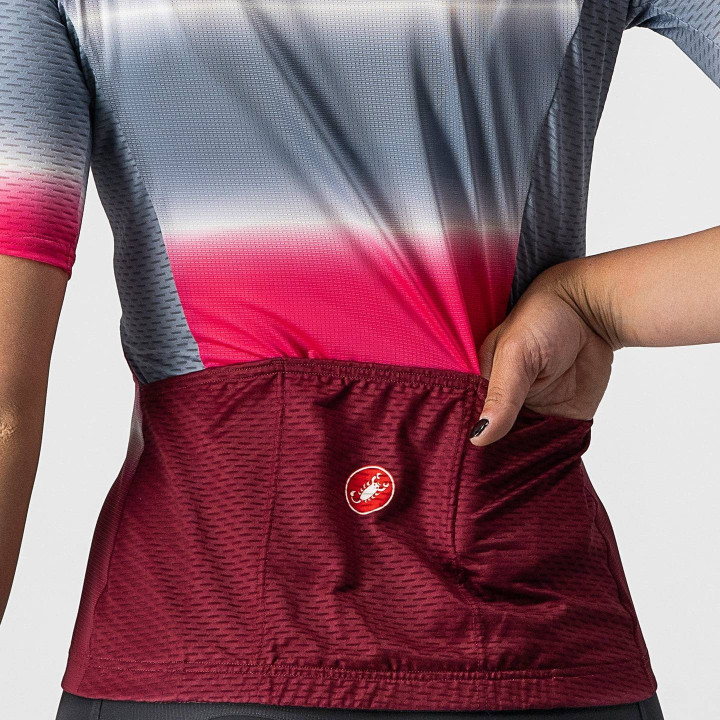 Maillot corto mujer Dolce rojo-azul de Castelli, comodidad y estilo para tus rutas en bici