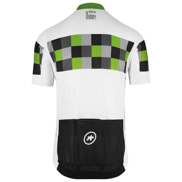 Maillot corto ASSOS GrandPrix verde-blanco: comodidad y estilo para tus rutas en bici