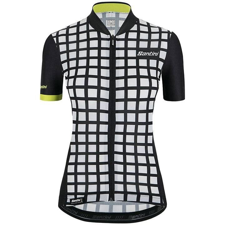 Maillot de ciclismo corto para mujer SANTINI Sleek Grido en negro y blanco