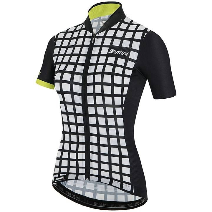 Maillot de ciclismo corto para mujer SANTINI Sleek Grido en negro y blanco